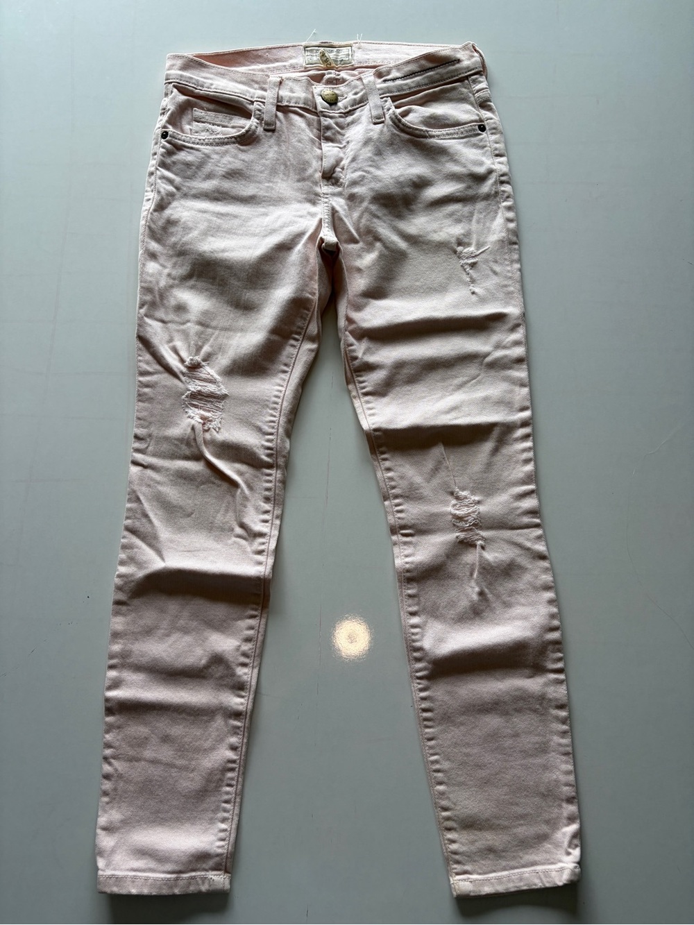 Current/Elliott distressed light pink skinny denim jeans women’s size 26/0